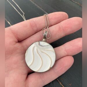 White Shell Like Pendant with Sterling Silver Chain